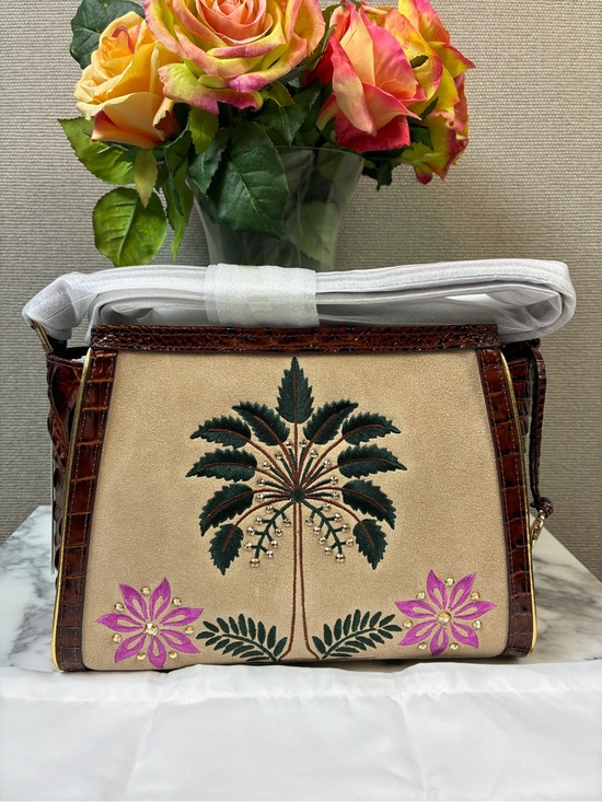 Brahmin Handbags - Brahmin Pecan Palawan Hillary Shoulder Bag - NWT Embellished Premier Collection